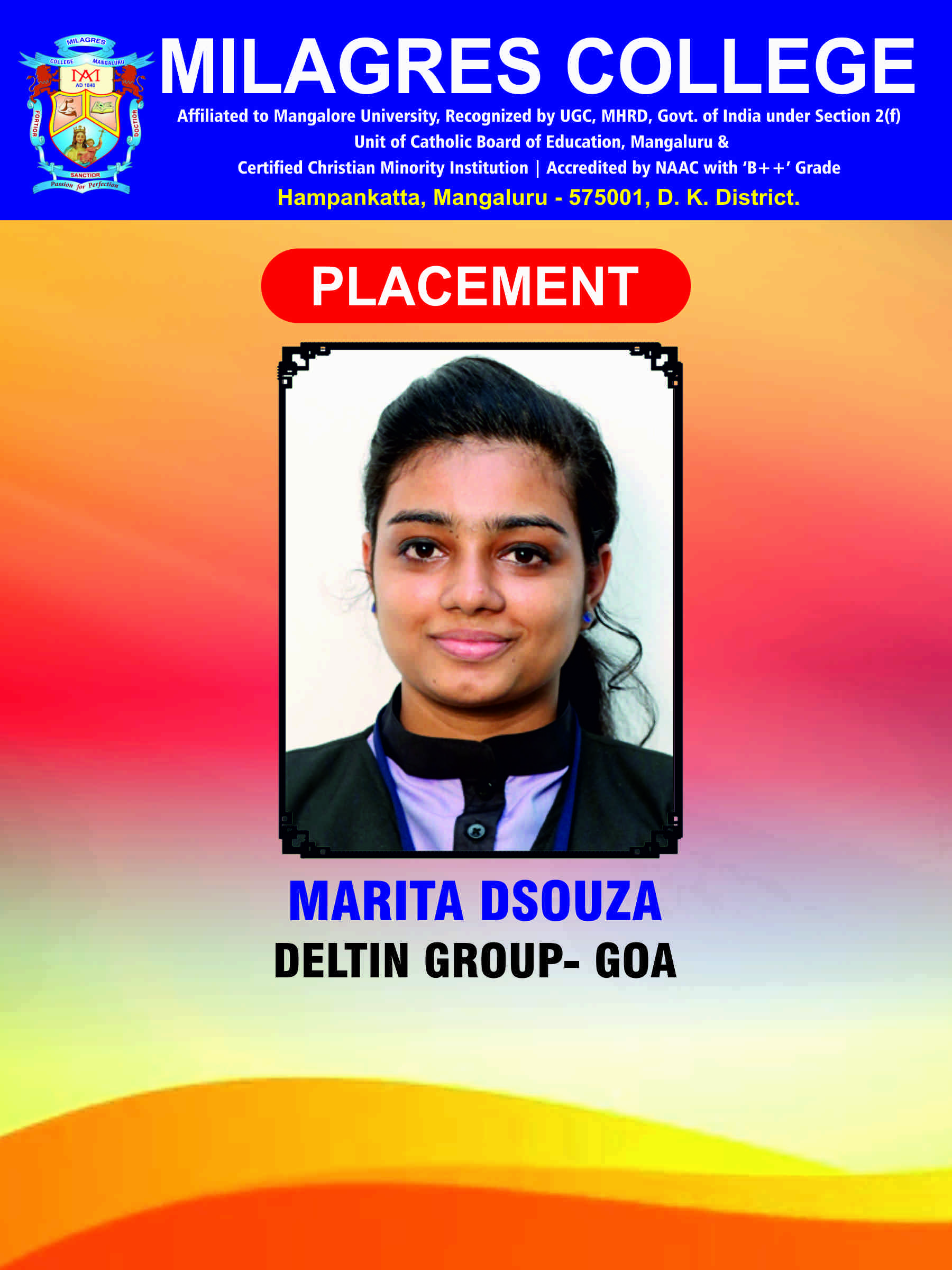 Successfully placed student